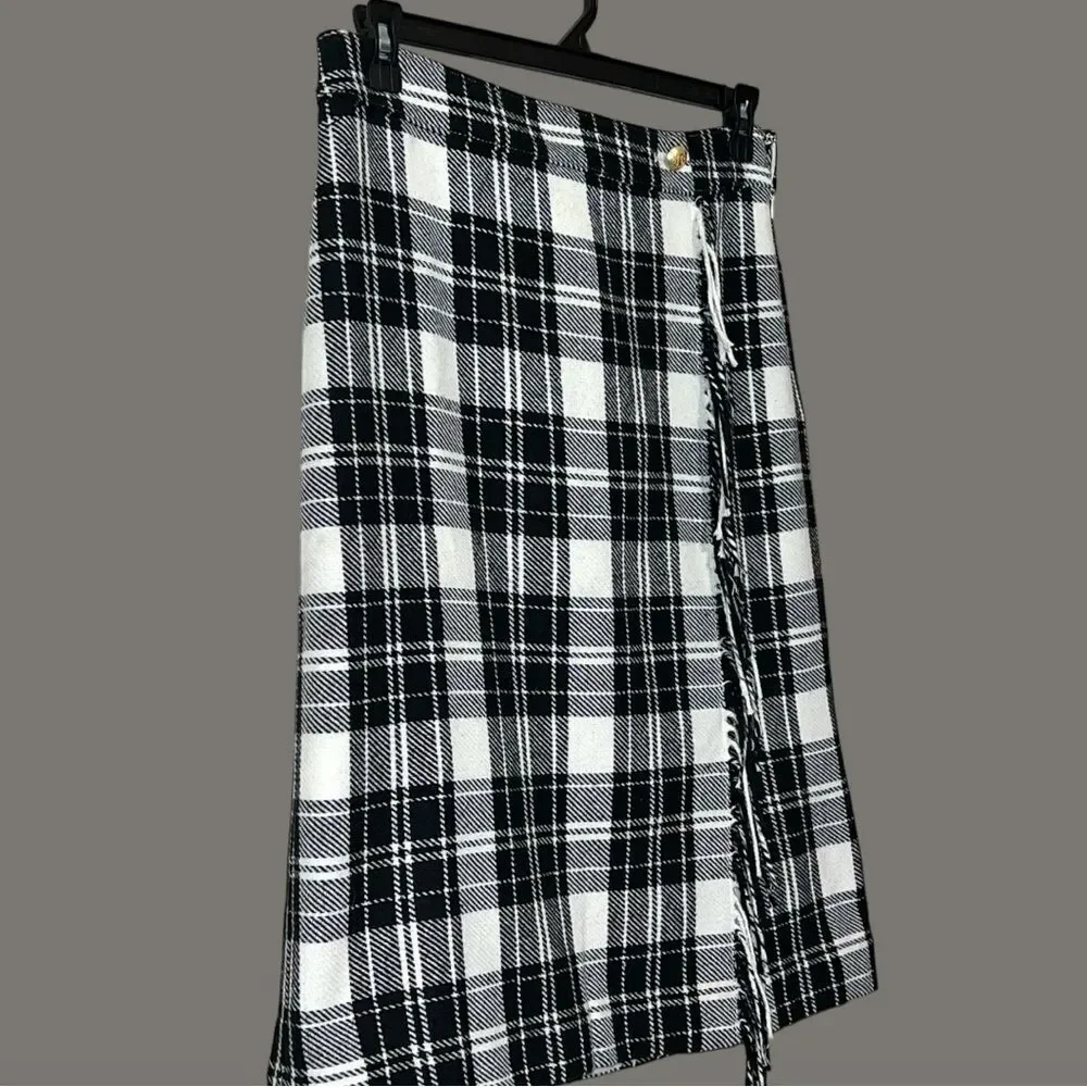 Talbots fringe wrap black and white ice plaid ! New